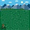 Maze-for-children,-help-the-cyclist-to-reach-the-mountains