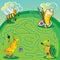 Maze for children - help the turtle, ant, bee get to paints and brushes for painting