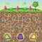 Maze for children - nature, stones and precious stones under the ground