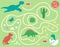 Maze for children. Preschool activity with dinosaur