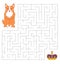 A maze for children with a royal corgi. Cute dog is looking for a crown. Children's educational game.