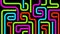 Maze of colorful arrows on black, 2d illustration