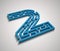 Maze font 3d rendering number 2