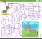 Maze game with cartoon donkey character and cute little foal
