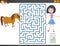 Maze game with cartoon girl and pony horse