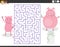 Maze game with cartoon mother pig and little piglet