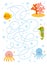 Maze game for children, Fish, Octopus, Jelly fish, Sea horse