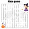 Maze game for children. Halloween theme kids activity sheet