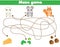 Maze game. Help animals find food. Activity for children and kids