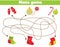 Maze game. Match gifts and socks. Christmas and New Year theme Activity for children and kids