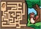 Maze Game Squirrel To Acorn Color Illustration