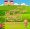 Maze game template with girl go to school