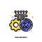 Maze and gear icon for concept of cybersecurity and digital adoption to overcome business challenges. Flat filled outline style