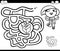 Maze with girl and gift coloring page