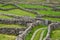 Maze of hand build dry stone fences.Inishmore, Aran Islands, County Galway, Ireland. Irish landscape