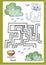 Maze Hand drawn illustration coloring book for children educational game print for preschoolers