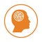 Maze, intellect, labyrinth, mind icon. Rounded orange vector sketch.