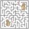 Maze or Labyrinth for Children with cartoon Elephant. Find right way to the Baby. Answer under the layer. Square puzzle Game.