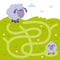 Maze, labyrinth education game. Puzzle games for children. Help the mother sheep find a little limb