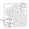 Maze or Labyrinth Game for Preschool Children. Puzzle. Coloring Page Outline Of little mouse with cheese