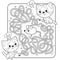 Maze or Labyrinth Game for Preschool Children. Puzzle. Tangled Road. Matching Game. Coloring Page Outline Of Cartoon Cats with