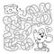 Maze or Labyrinth Game for Preschool Children. Puzzle. Tangled Road. Matching Game. Coloring Page Outline Of Cartoon mouse with