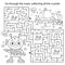 Maze or Labyrinth Game. Puzzle. Coloring Page Outline Of cartoon alien with a flying saucer on a planet in space. Coloring book