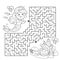 Maze or Labyrinth Game. Puzzle. Coloring Page Outline Of cartoon beautiful little mermaid. Marine princess. Underwater world.