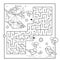 Maze or Labyrinth Game. Puzzle. Coloring Page Outline Of cartoon birds in the winter. Coloring book for kids