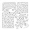 Maze or Labyrinth Game. Puzzle. Coloring Page Outline Of cartoon boy playing hockey. Winter sports. Coloring book for kids
