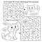 Maze or Labyrinth Game. Puzzle. Coloring Page Outline Of cartoon cat with kitten. Coloring book for kids