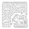 Maze or Labyrinth Game. Puzzle. Coloring Page Outline Of cartoon crawler excavator. Construction vehicles. Profession. Coloring
