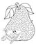 Maze or Labyrinth Game. Puzzle. Coloring Page Outline Of cartoon fun caterpillar with pear. Collect all apples. Coloring book for