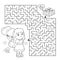 Maze or Labyrinth Game. Puzzle. Coloring Page Outline Of cartoon girl with heart and balloons. Valentine`s day. Coloring book for