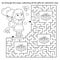 Maze or Labyrinth Game. Puzzle. Coloring Page Outline Of cartoon girl with heart and balloons. Valentine`s day. Coloring book for