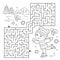 Maze or Labyrinth Game. Puzzle. Coloring Page Outline Of cartoon girl skating. Winter sports. Coloring book for kids