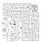 Maze or Labyrinth Game. Puzzle. Coloring Page Outline Of cartoon little bear cub with barrel of honey. Coloring book for kids