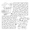 Maze or Labyrinth Game. Puzzle. Coloring Page Outline Of cartoon little bee with bucket of honey. Collect all flower. Coloring