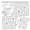 Maze or Labyrinth Game. Puzzle. Coloring Page Outline Of cartoon little bee with bucket of honey. Collect all flower. Coloring