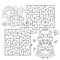 Maze or Labyrinth Game. Puzzle. Coloring Page Outline Of cartoon lovely princess. Beautiful young queen. Royal castle or palace.