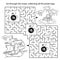 Maze or Labyrinth Game. Puzzle. Coloring Page Outline Of cartoon pirate ship with treasure island. Coloring book for kids