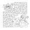 Maze or Labyrinth Game. Puzzle. Coloring Page Outline Of snowman with Christmas tree. New year. Christmas. Coloring book for kids