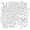 Maze or Labyrinth Game. Puzzle. Tangled road. Coloring Page Outline Of cartoon Boy playing cowboy with toy horse. Housework and