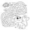 Maze or Labyrinth Game. Puzzle. Tangled road. Coloring Page Outline Of cartoon cat with fish. Coloring book for kids