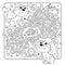 Maze or Labyrinth Game. Puzzle. Tangled road. Coloring Page Outline Of cartoon cats with fish. Coloring book for kids