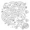 Maze or Labyrinth Game. Puzzle. Tangled road. Coloring Page Outline Of cartoon fun boy with basket. Little mushroom picker.