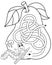 Maze or Labyrinth Game. Puzzle. Tangled road. Coloring Page Outline Of cartoon fun caterpillar with pear. Collect all apples.
