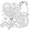 Maze or Labyrinth Game. Puzzle. Tangled road. Coloring Page Outline Of cartoon fun caterpillar with pear. Collect all apples.