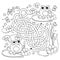 Maze or Labyrinth Game. Puzzle. Tangled road. Coloring Page Outline Of cartoon little frogs. Coloring book for kids