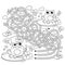 Maze or Labyrinth Game. Puzzle. Tangled road. Coloring Page Outline Of cartoon little frogs. Coloring book for kids